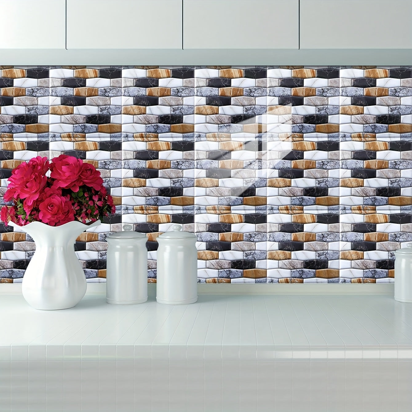 24pcs Self-Adhesive Waterproof Mosaic Style Tile Stickers
