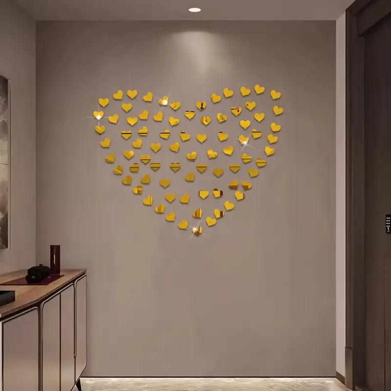 50 Pcs Golden Heart Decorative Stickers (1 Inch)