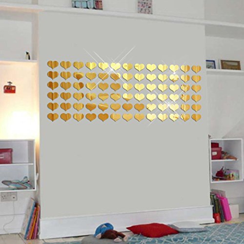 50 Pcs Golden Heart Decorative Stickers (1 Inch)