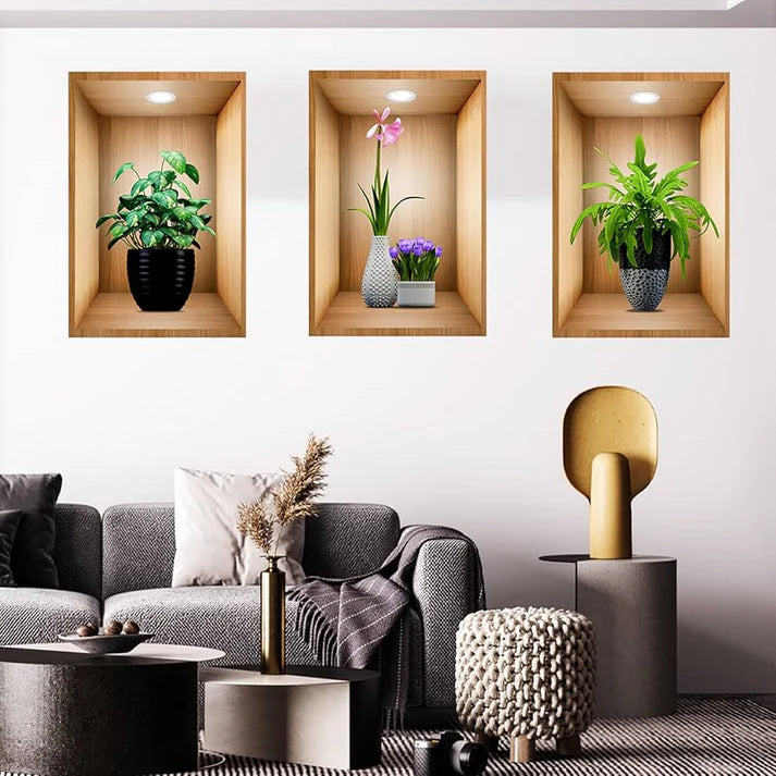 Natural Wood Flower Stickers (3-Pack)