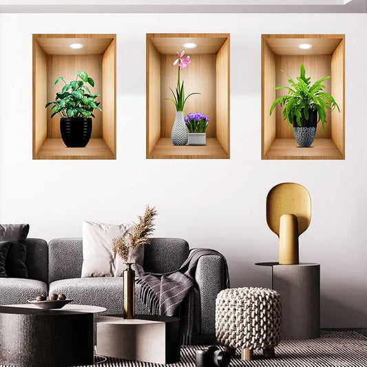 Natural Wood Flower Stickers (3-Pack)
