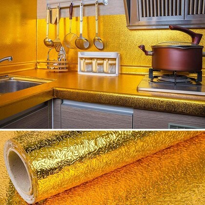 Golden Colour Kitchen Oil-Proof Heatproof Self-Adhesive Foil Sheet