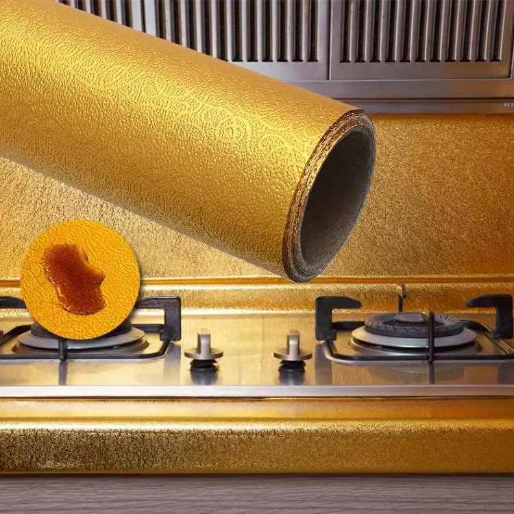Golden Colour Kitchen Oil-Proof Heatproof Self-Adhesive Foil Sheet
