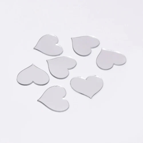 50 Pcs Heart-Shaped Mirror Stickers (1 Inch)