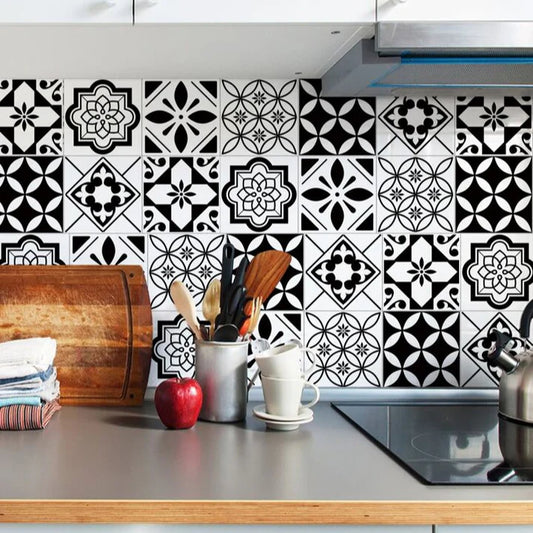 12 Pcs Black and White Wall Tile Decals