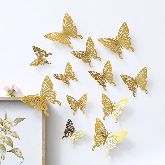12Pcs Golden Butterfly Stickers
