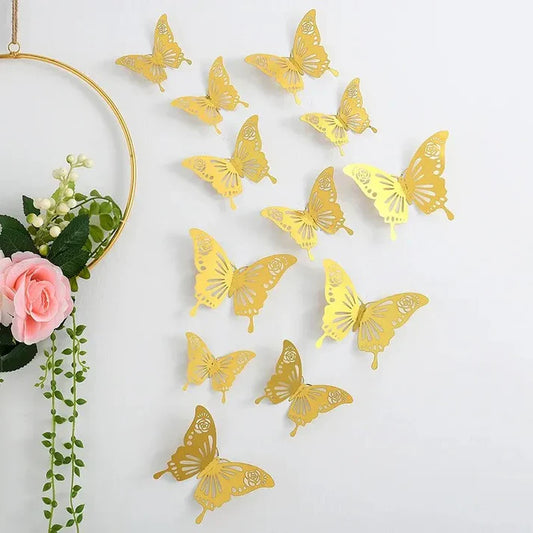 12Pcs Golden Butterfly Stickers