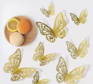 12Pcs Golden Butterfly Stickers