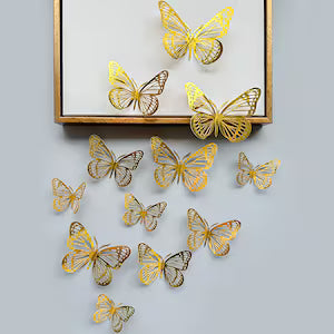 12Pcs Golden Butterfly Stickers
