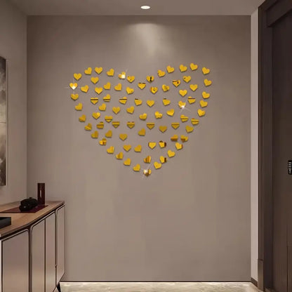 50 Pcs Golden Heart Decorative Stickers (1 Inch)