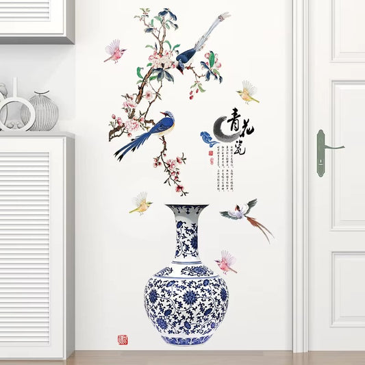Elegant 3D Vase & Flower Wall Sticker