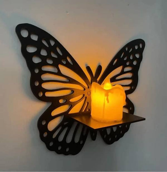6Pcs Wooden Butterfly + 6Pcs LED Candles