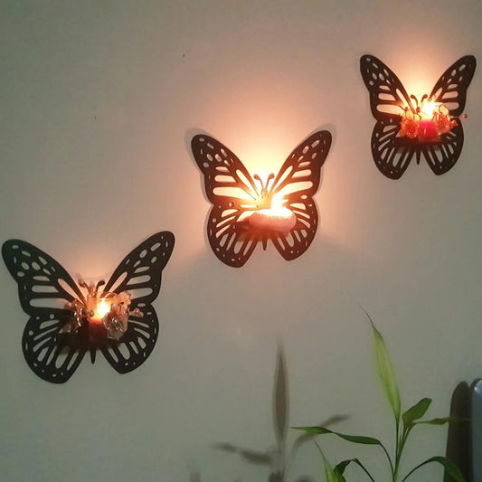 6Pcs Wooden Butterfly + 6Pcs LED Candles