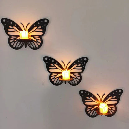 6Pcs Wooden Butterfly + 6Pcs LED Candles