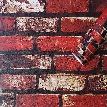 3D Red Brick Marble Sheet Peel & Stick & Easily Removable