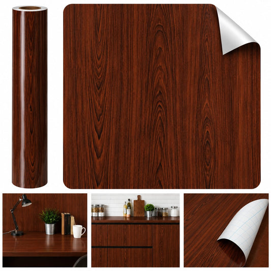 Dark Wood Marble Sheet – Countertop, Cabinet & Shelf Liner (60x200cm)