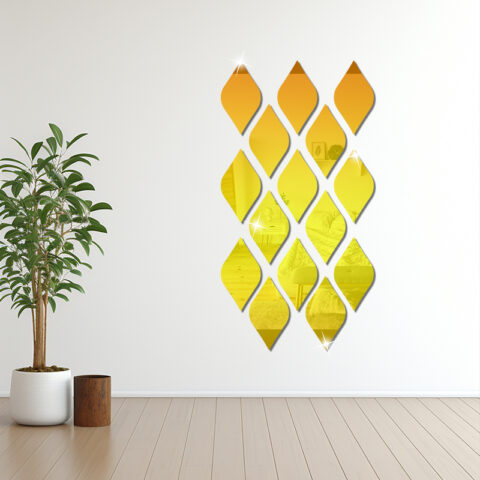 Acrylic Mirror Wall Decor – 12pcs Leaf Stickers