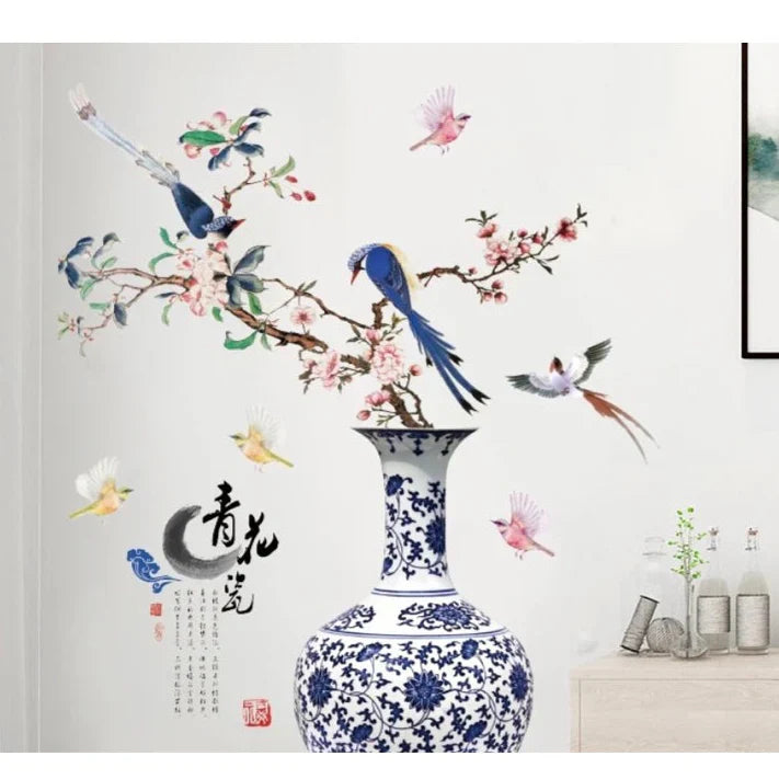 Elegant 3D Vase & Flower Wall Sticker