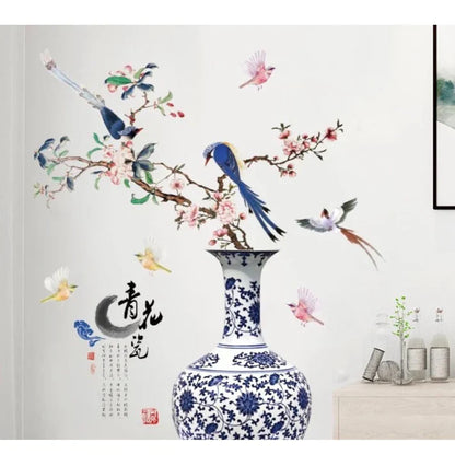 Elegant 3D Vase & Flower Wall Sticker
